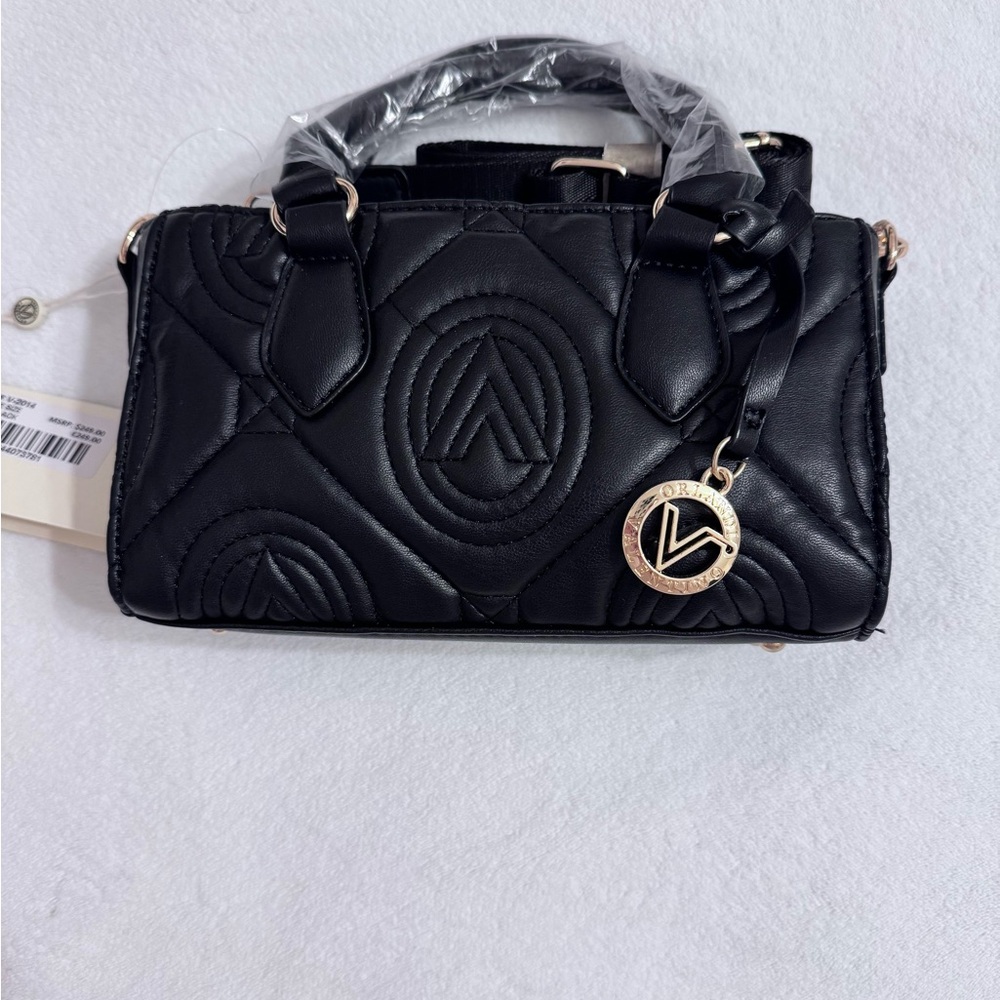 Valentino Orlandi Black Mini Bag with Gold Accents